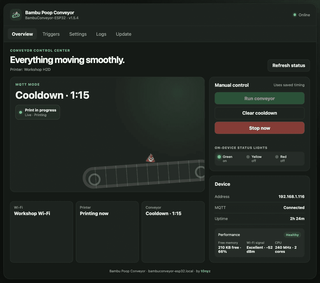 Bambu Poop Conveyor v1.5.4 cooldown countdown