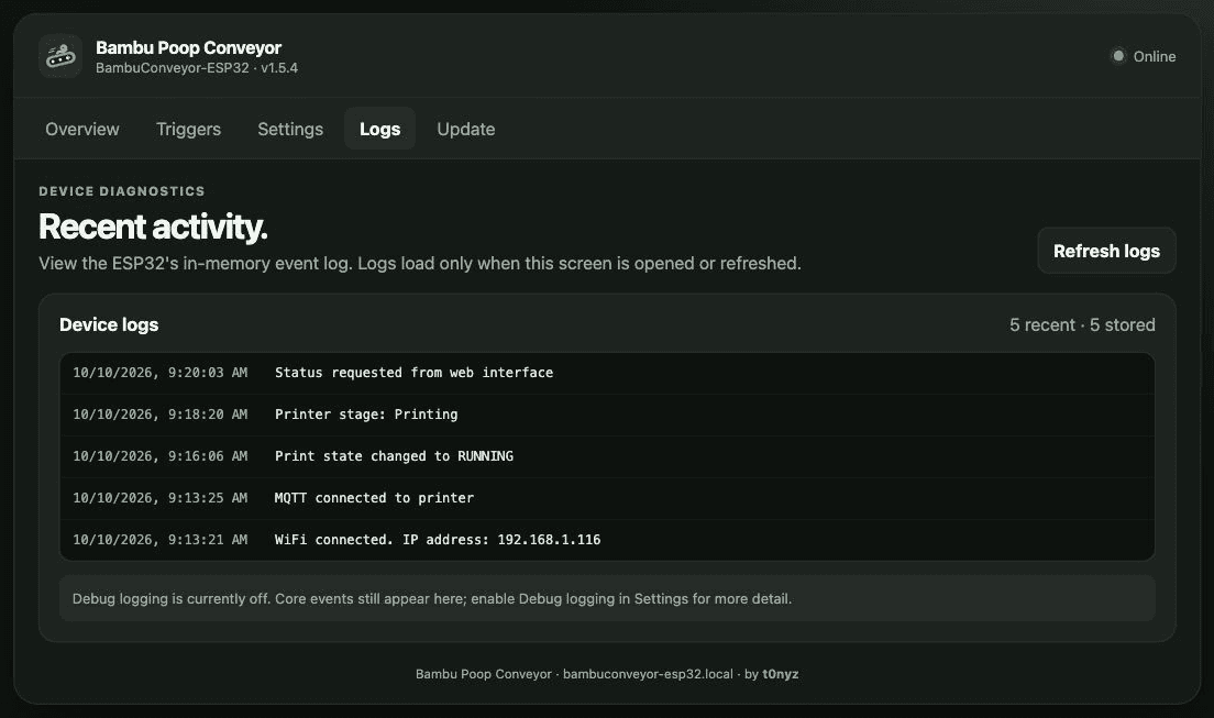 Bambu Poop Conveyor v1.5.4 device logs